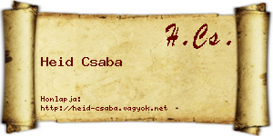 Heid Csaba névjegykártya